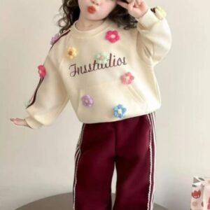 Girls Light Fleece Trouser Shirt Set – Winter Wear (3 Years)