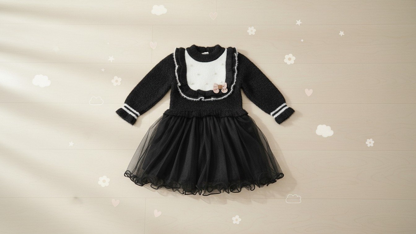 Rabbit Wool Winter Frocks for Girls (Ages 2–7 Years)