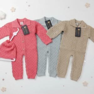 Woolen Romper with Matching Cap for Babies (6–9 Months)