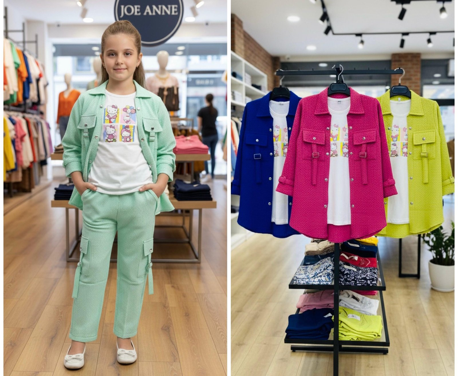 Girls 3-Piece Bubble Joujet Suit – Elegant Outfit for Ages 4–7 Years