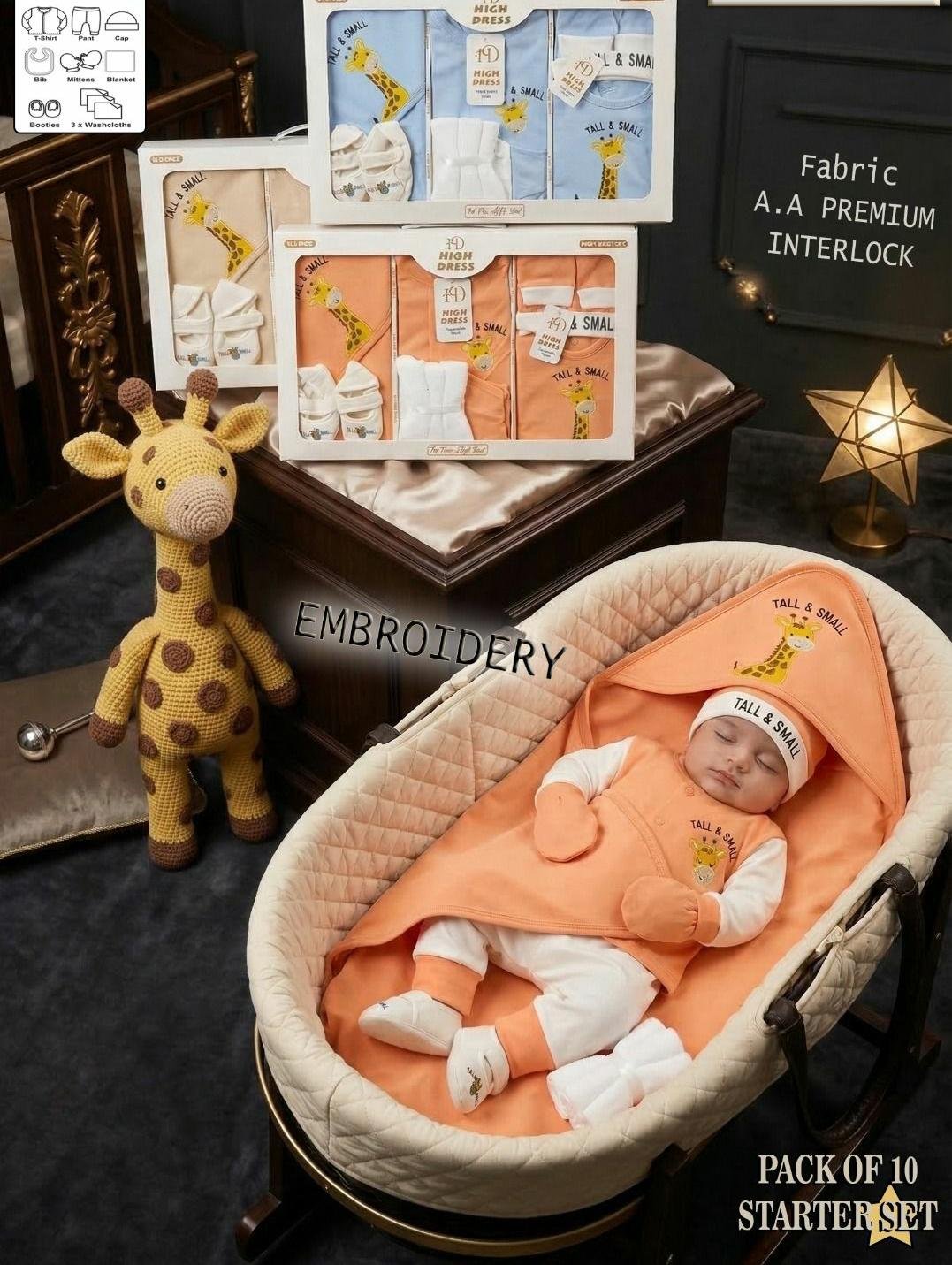Premium 8-Piece Baby Starter Set – Soft Interlock Clothing Set