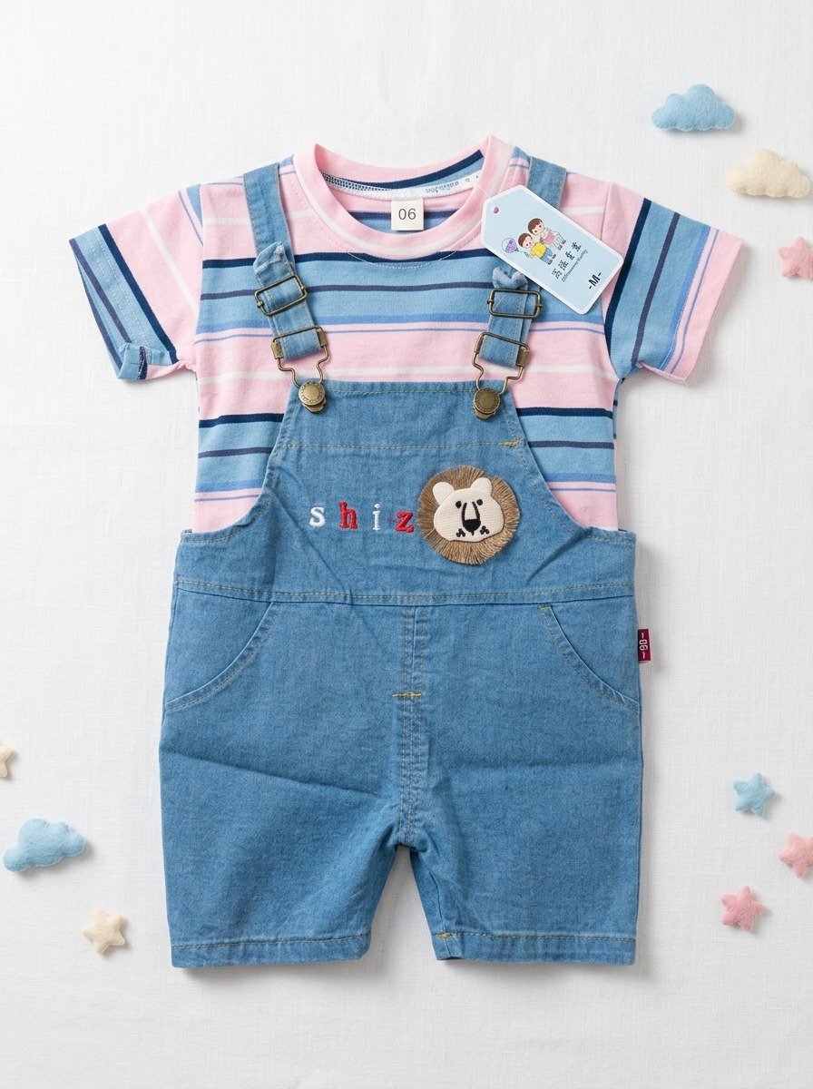 Baby Jeans Romper with Polo T-Shirt – Comfortable Casual Kids Wear