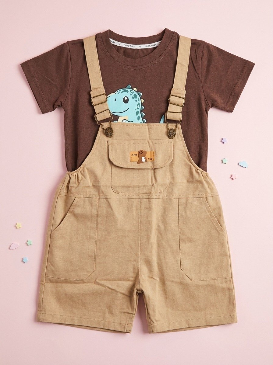 Kids Cotton Romper with Lycra T-Shirt – Soft Casual Outfit